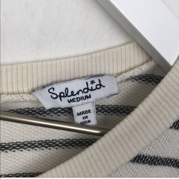 Splendid Zip Back Pockets Stripe Pullover Top Women Sz M - Picture 5 of 6